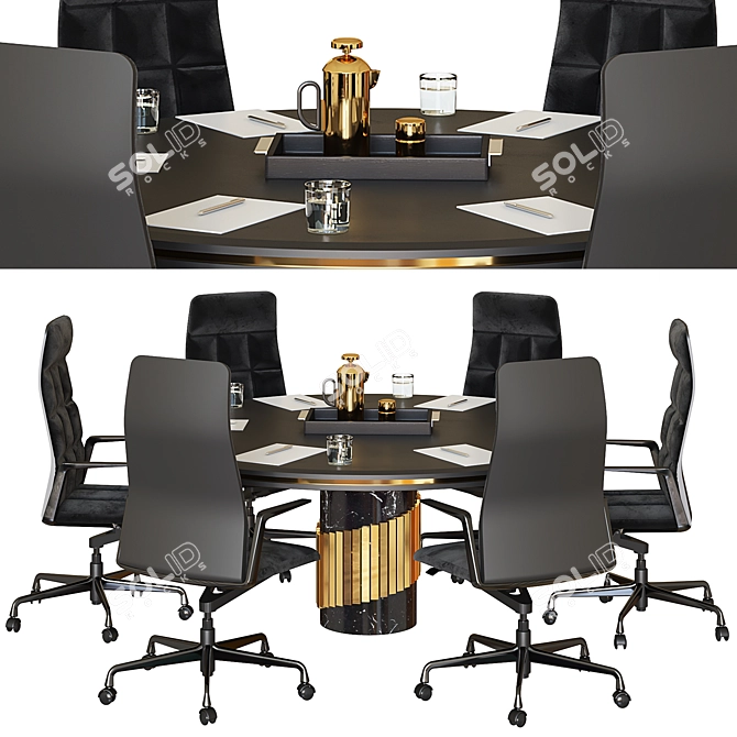 Sleek Circular Meeting Table 3D model image 1