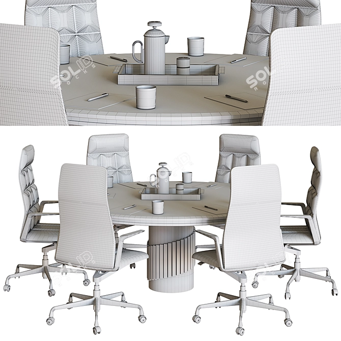 Sleek Circular Meeting Table 3D model image 6