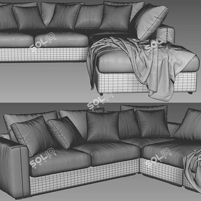 Modern Asolo Corner Sofa 3D model image 4