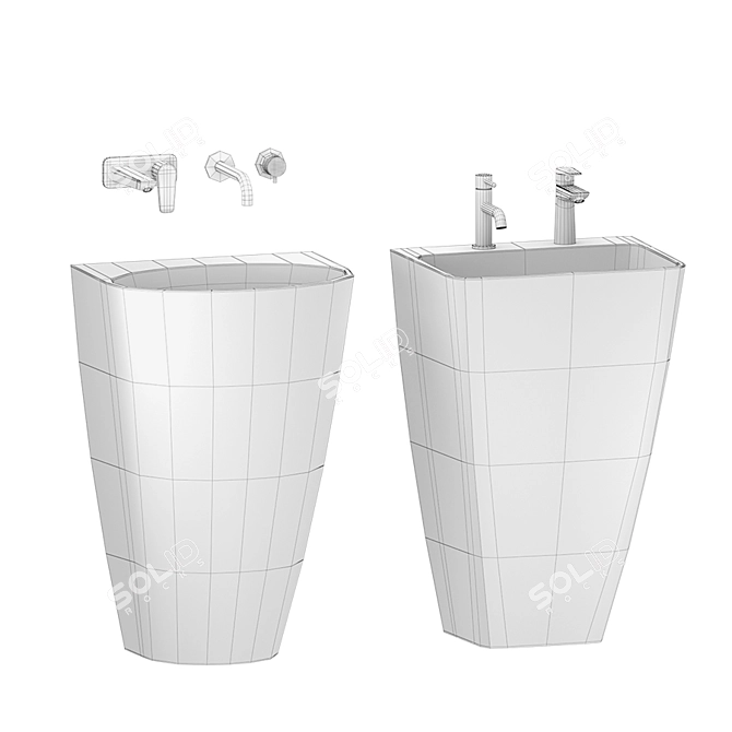 Elegant Omnires Washbasin Set 3D model image 5
