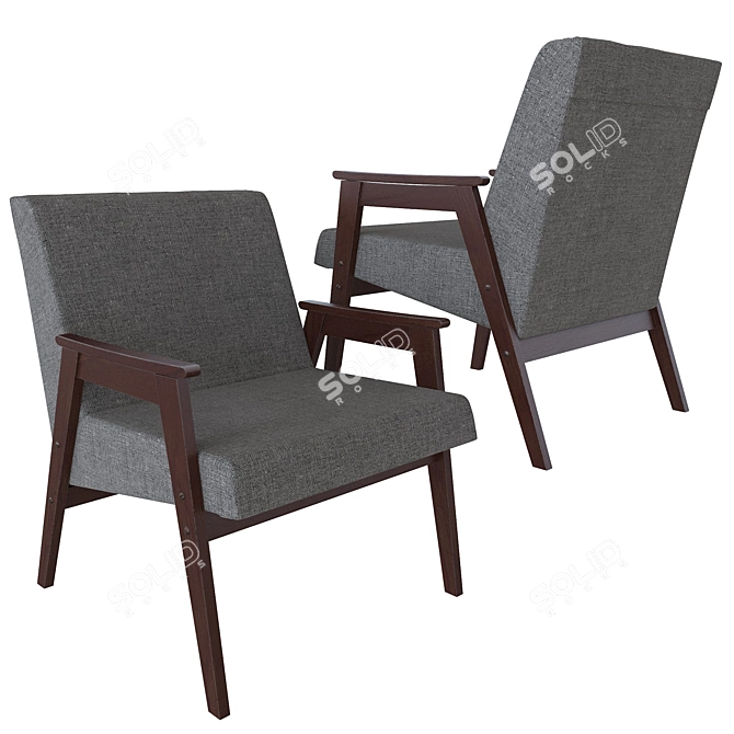 Retro Romanian Armchair 3D model image 1