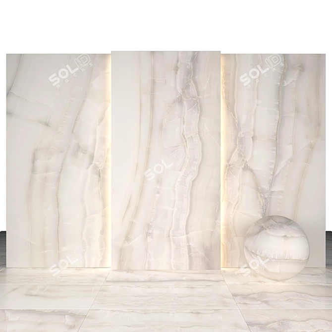 Elegant Akoya White Marble Slabs 3D model image 2