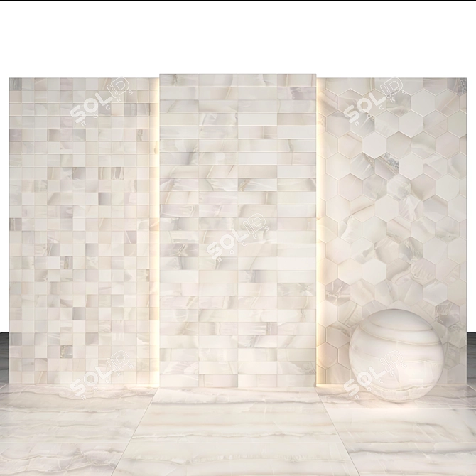 Elegant Akoya White Marble Slabs 3D model image 3