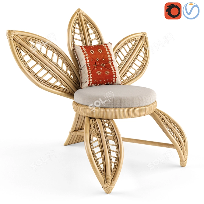 Arya Rattan Chair: Sleek and Stylish Seating 3D model image 1