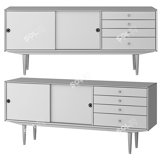 Vintage Quilda Sideboard: Elegant Storage Solution 3D model image 2