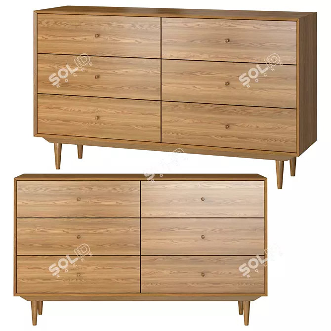 Quilda 6-Drawer Chest - Elegant and Spacious 3D model image 1