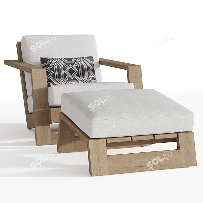 RH Reyes Teak Lounge Chair - Outdoor Comfort at Its Best! 3D model image 1