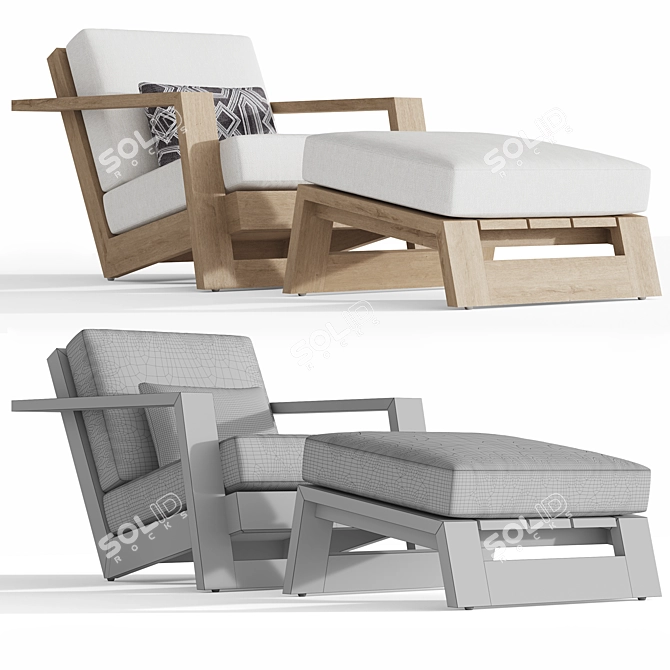 RH Reyes Teak Lounge Chair - Outdoor Comfort at Its Best! 3D model image 4