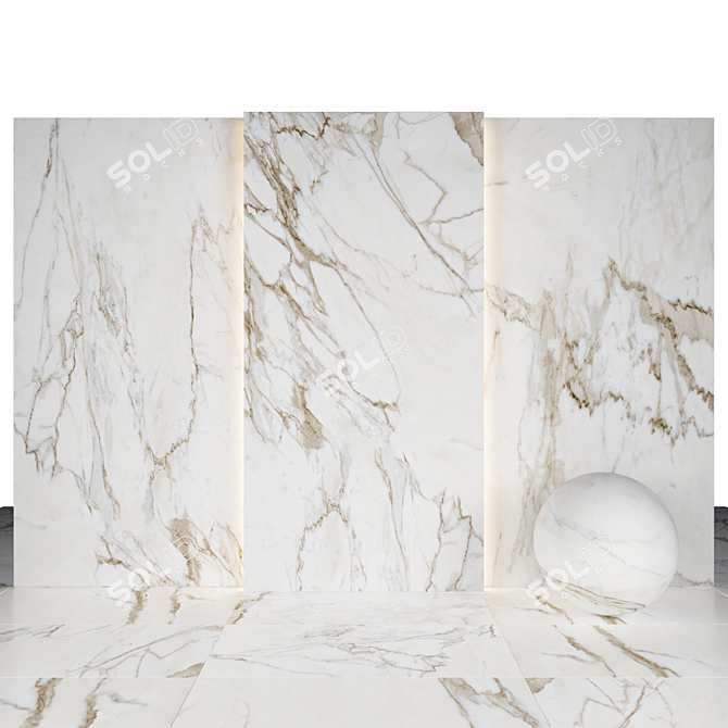 Luxury Calacatta Gold Marble Tiles 3D model image 2