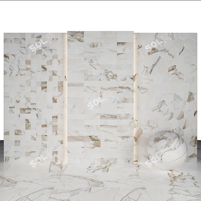 Luxury Calacatta Gold Marble Tiles 3D model image 3