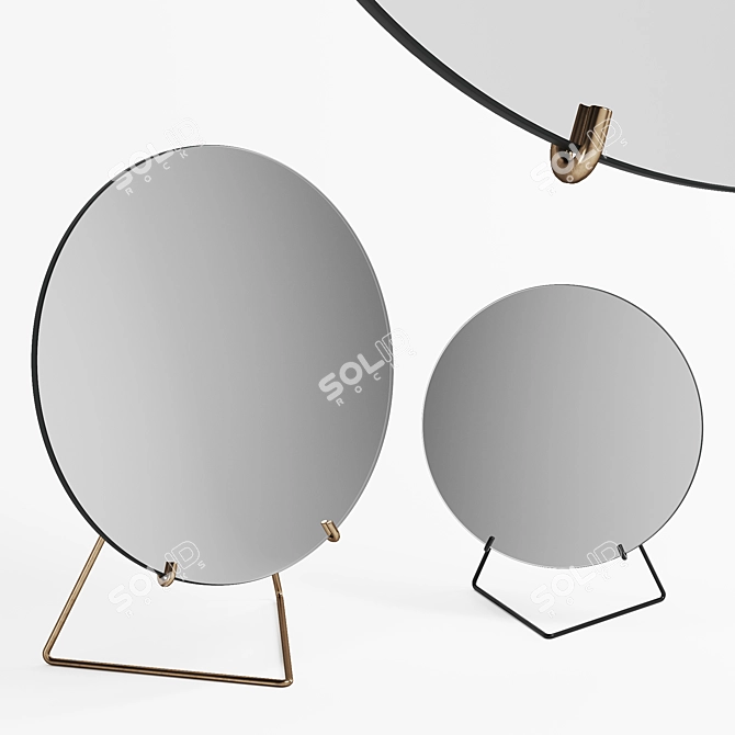 Minimalist Standing Mirrors: Brass & Black 3D model image 1