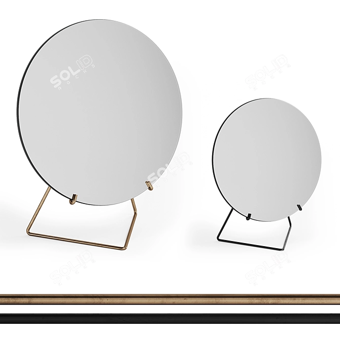 Minimalist Standing Mirrors: Brass & Black 3D model image 2