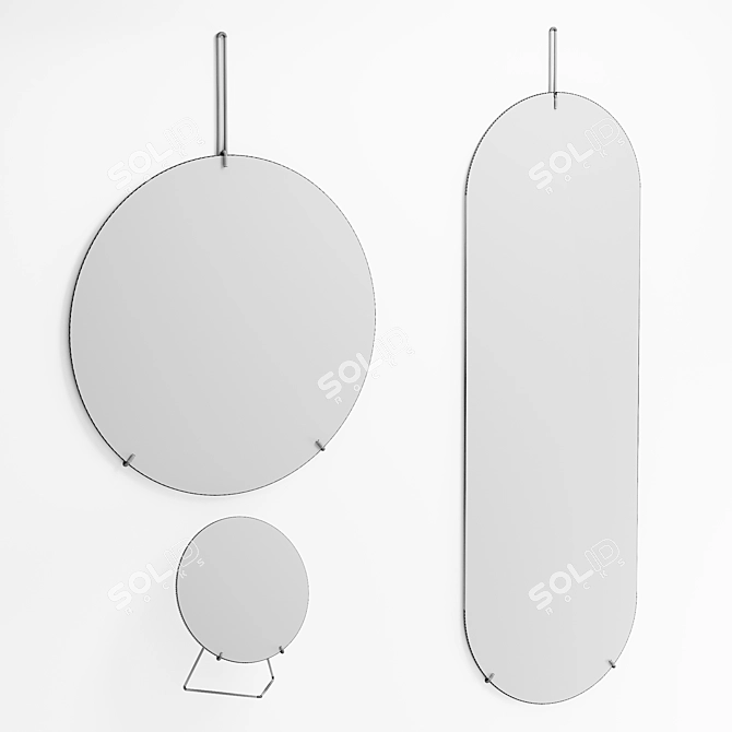 Elegant Moebe Mirrors in Brass & Black 3D model image 3