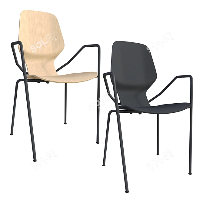 Sleek Prostoria Oblikant Chair: Metal Legs with Armrests 3D model image 2