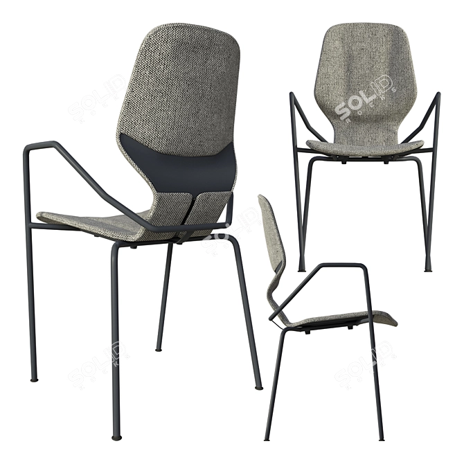 Sleek Prostoria Oblikant Chair: Metal Legs with Armrests 3D model image 3