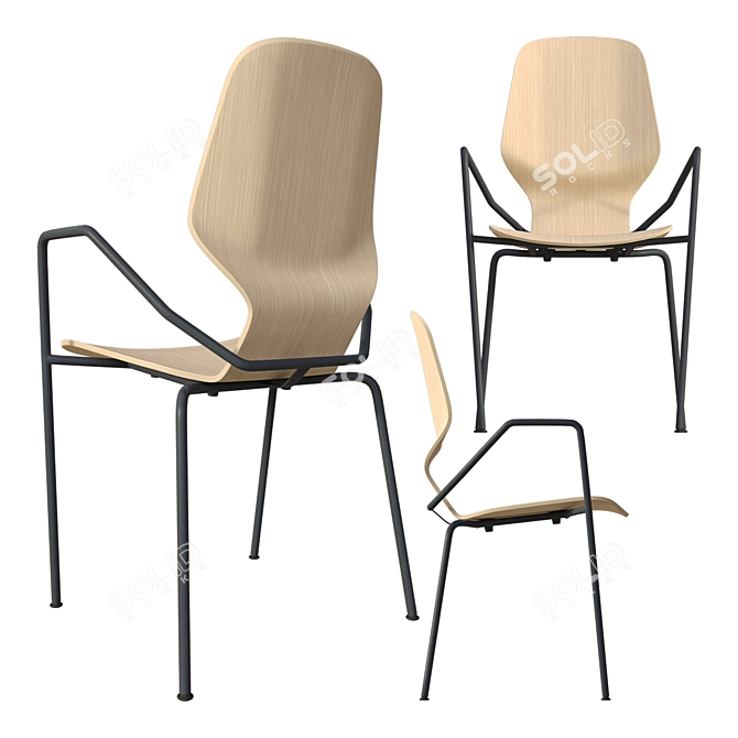 Sleek Prostoria Oblikant Chair: Metal Legs with Armrests 3D model image 4