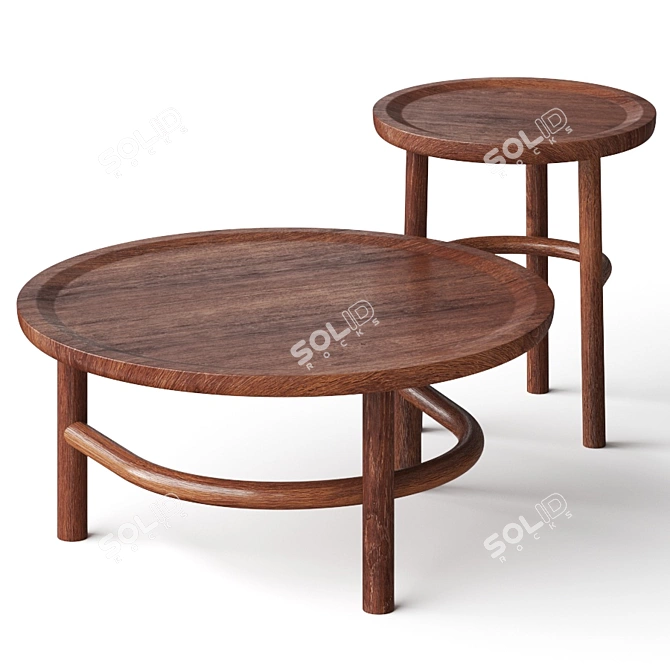 Natural Wood Unam Coffee Tables 3D model image 1