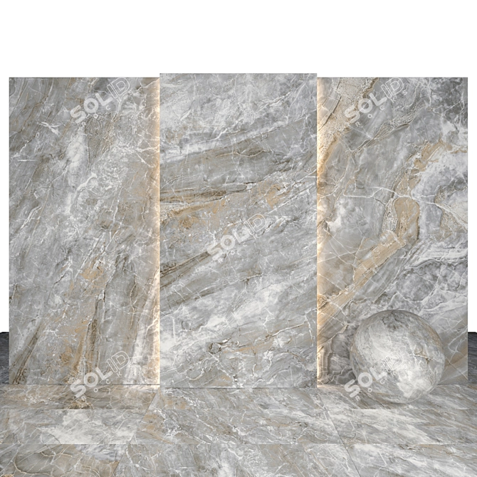 Canyon Gray Marble: Elegant Natural Stone 3D model image 2