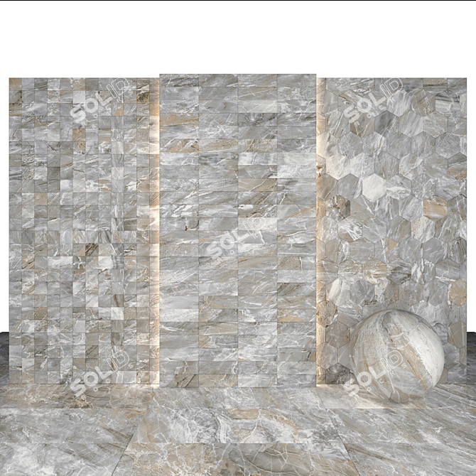 Canyon Gray Marble: Elegant Natural Stone 3D model image 3