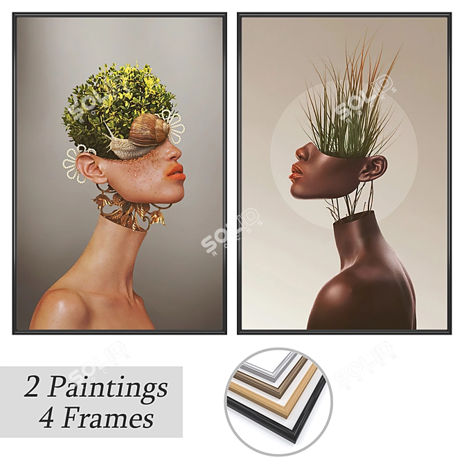 Artistic Wall Painting Set 3D model image 1