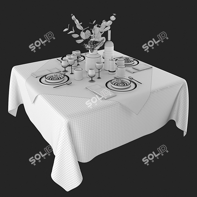 Elegant Dining Set - 1200x1200mm 3D model image 2