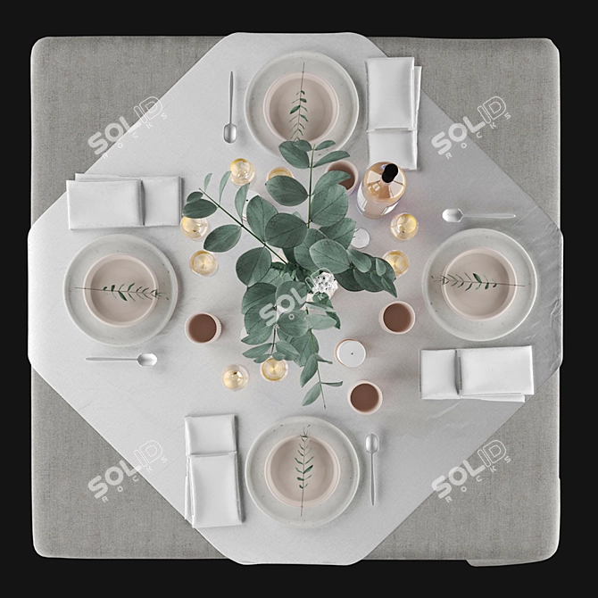 Elegant Dining Set - 1200x1200mm 3D model image 4