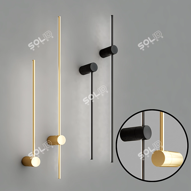 Minimalist Metal LED Wall Lamp 3D model image 1