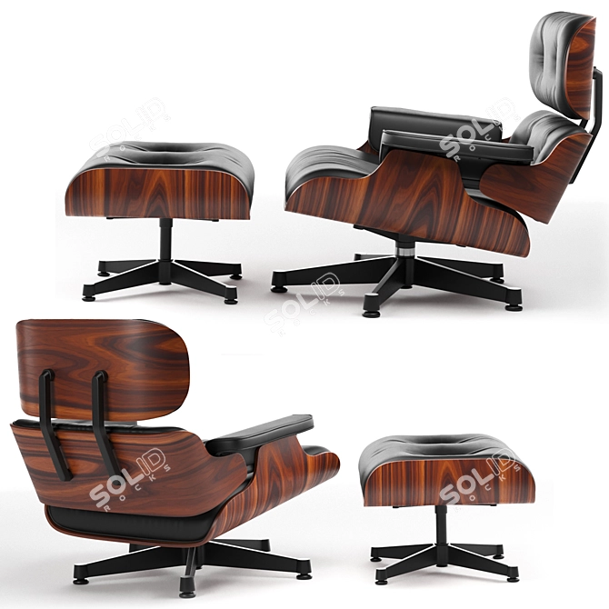 Elegant Eames Lounge Chair & Ottoman 3D model image 2