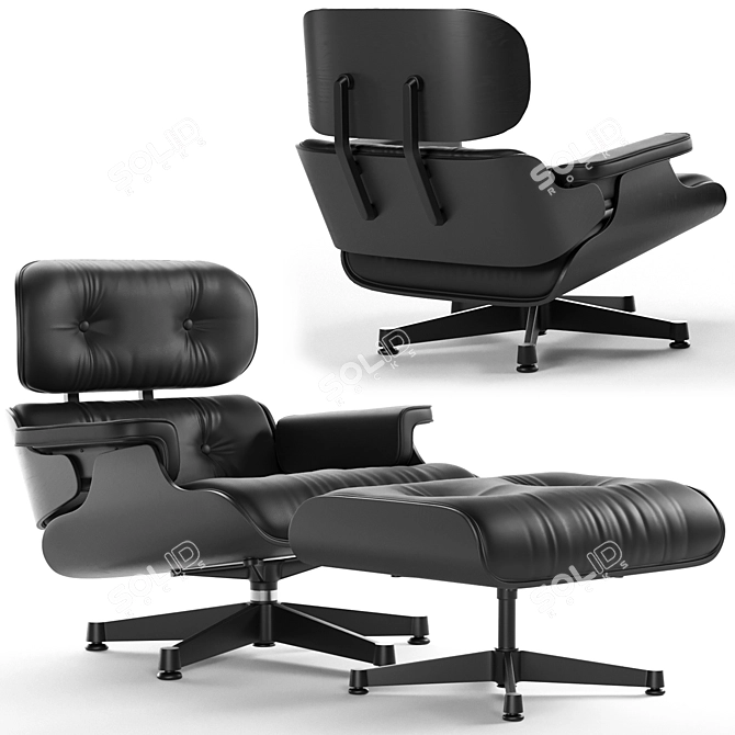 Elegant Eames Lounge Chair & Ottoman 3D model image 4