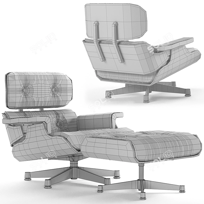 Elegant Eames Lounge Chair & Ottoman 3D model image 5