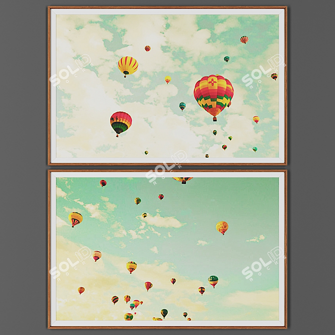 Wooden Frame Picture Set 3D model image 1