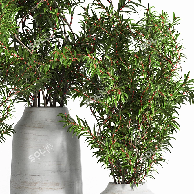 Elegant Gray Branch Pot 3D model image 6