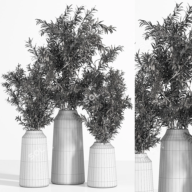 Elegant Gray Branch Pot 3D model image 7