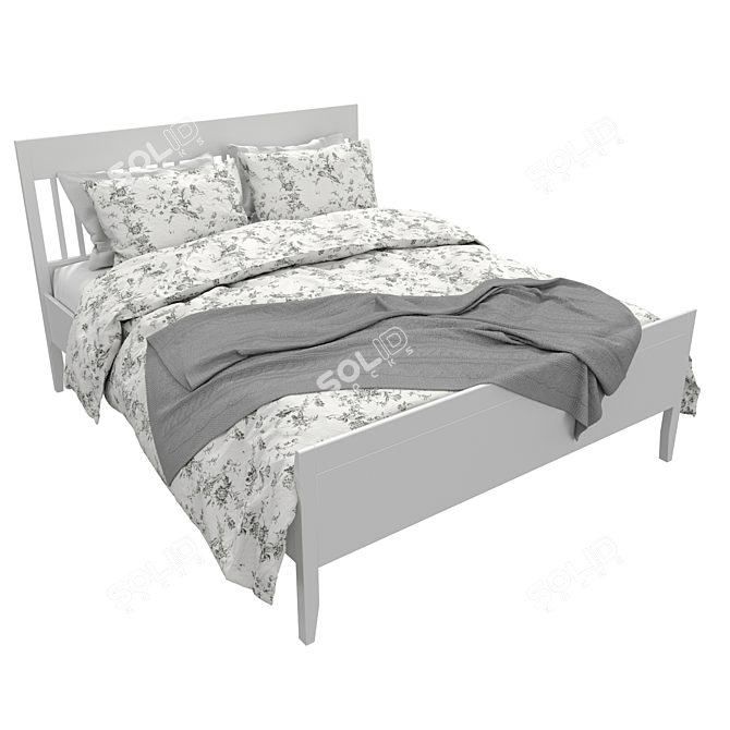 Sleek White Bed Frame | IDANAS IDANES IKEA 3D model image 3