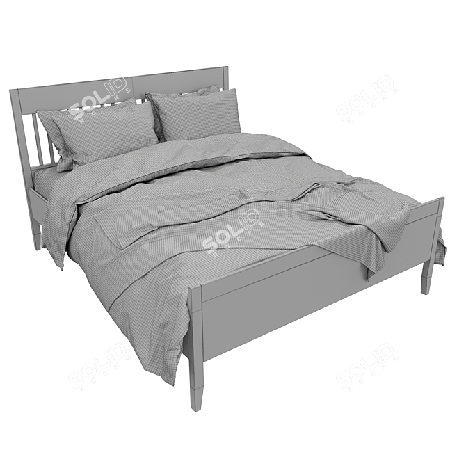 Sleek White Bed Frame | IDANAS IDANES IKEA 3D model image 4