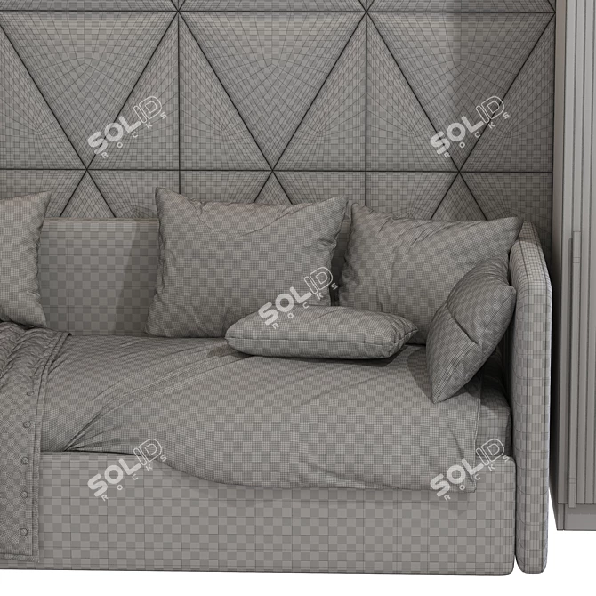 Stylish Upholstered Sofa Bed 3D model image 5