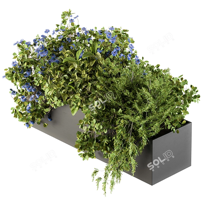 Blue Flower Outdoor Plant Set 3D model image 1