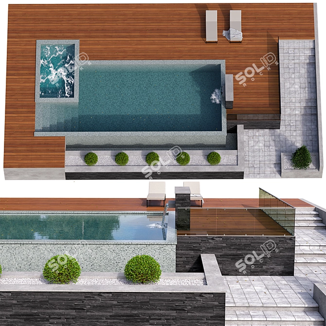 14m2 Pool - 3D Model for V-Ray and Corona 3D model image 1