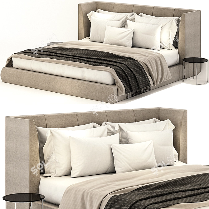 Elegant Ivory Bed: Luxurious and Timeless 3D model image 1