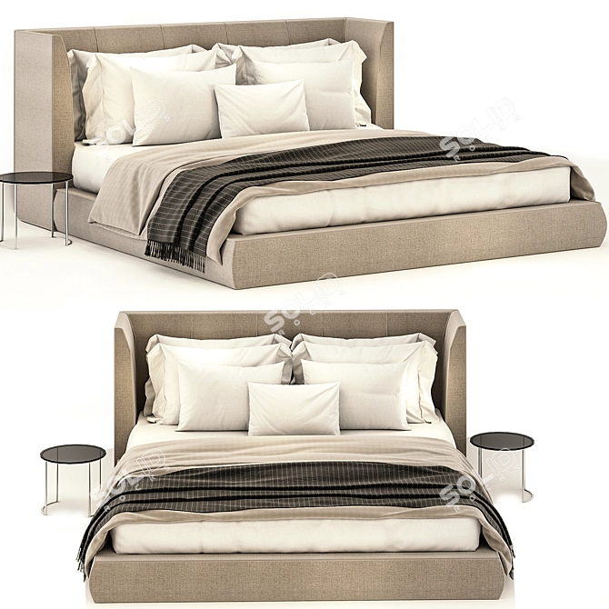 Elegant Ivory Bed: Luxurious and Timeless 3D model image 2