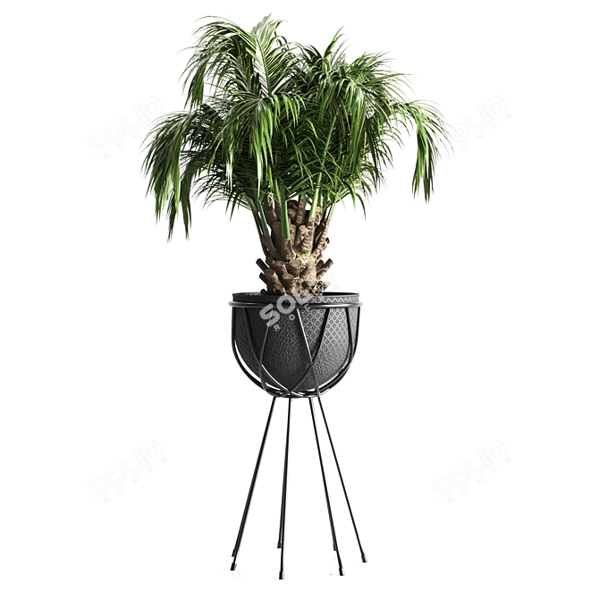 Unique Collection: Metal Vase with Indoor Plant 3D model image 2