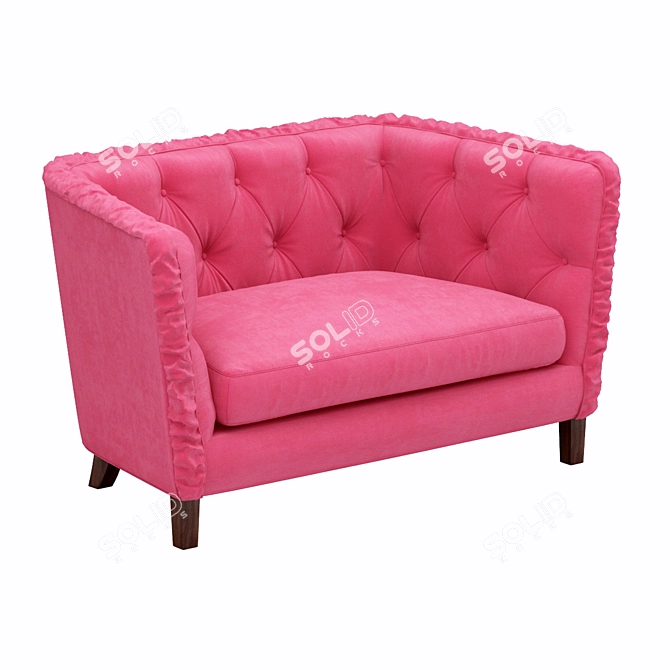 Pretty Pink Velvet Sofa 3D model image 1