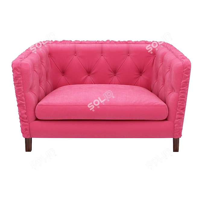 Pretty Pink Velvet Sofa 3D model image 2