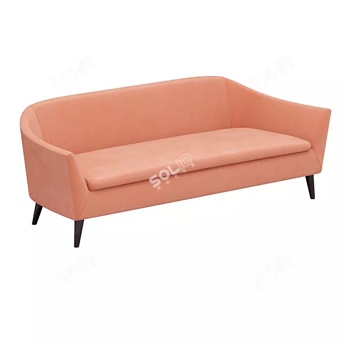 Peach Orange Mid-Century Modern Settee 3D model image 1