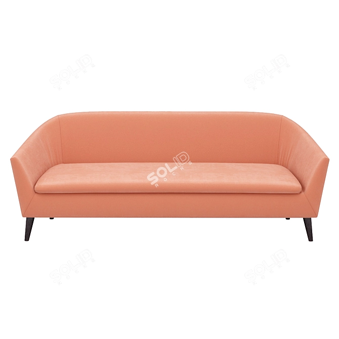 Peach Orange Mid-Century Modern Settee 3D model image 2