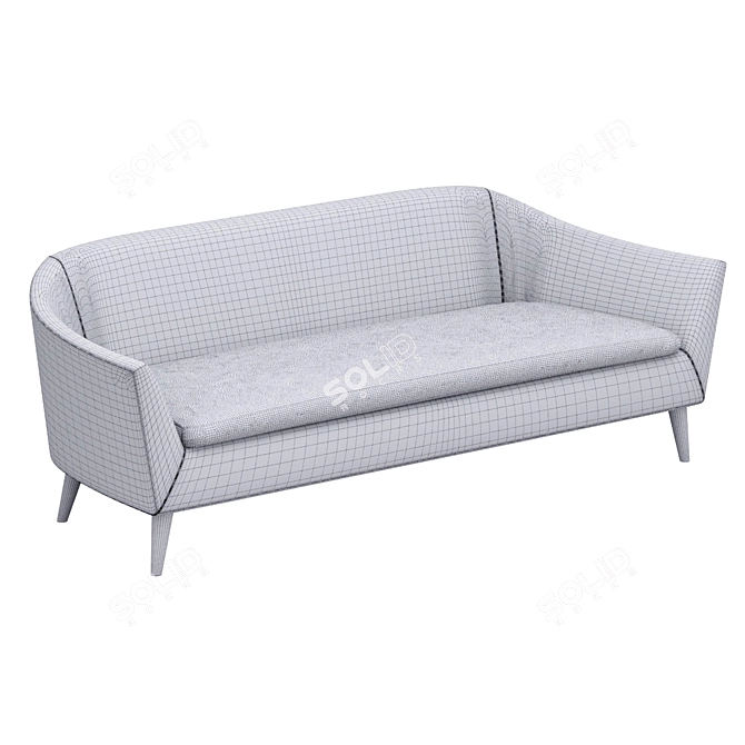 Peach Orange Mid-Century Modern Settee 3D model image 3