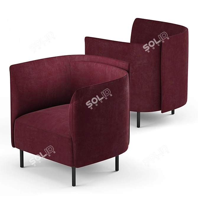 Elegant Hemicycle Armchair 3D model image 4