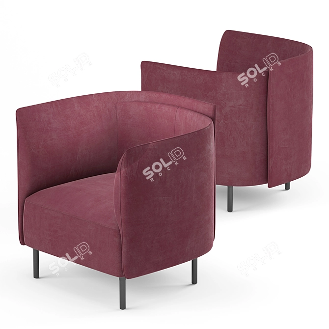 Elegant Hemicycle Armchair 3D model image 5