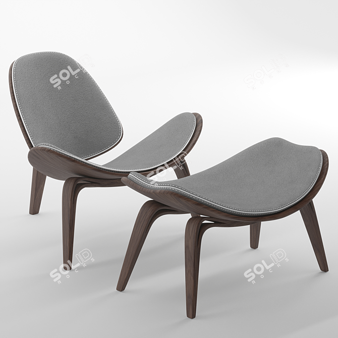 Elegant Shell Chair: Modern Comfort 3D model image 1