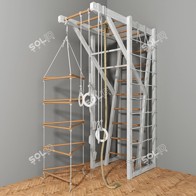 Versatile K-Ladder: Rope, Rings, and Suspended Ladder 3D model image 1